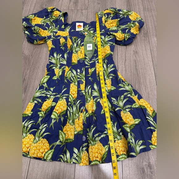 Farm Rio Navy Blue Delicate Pineapple Navy Blue Mini Dress NWT Sz M - Picture 5 of 8